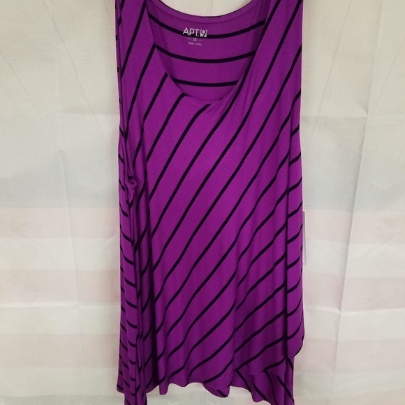 Apt 9 Tulip Hem Tank Orchid & Black Striped - Picture 1 of 6